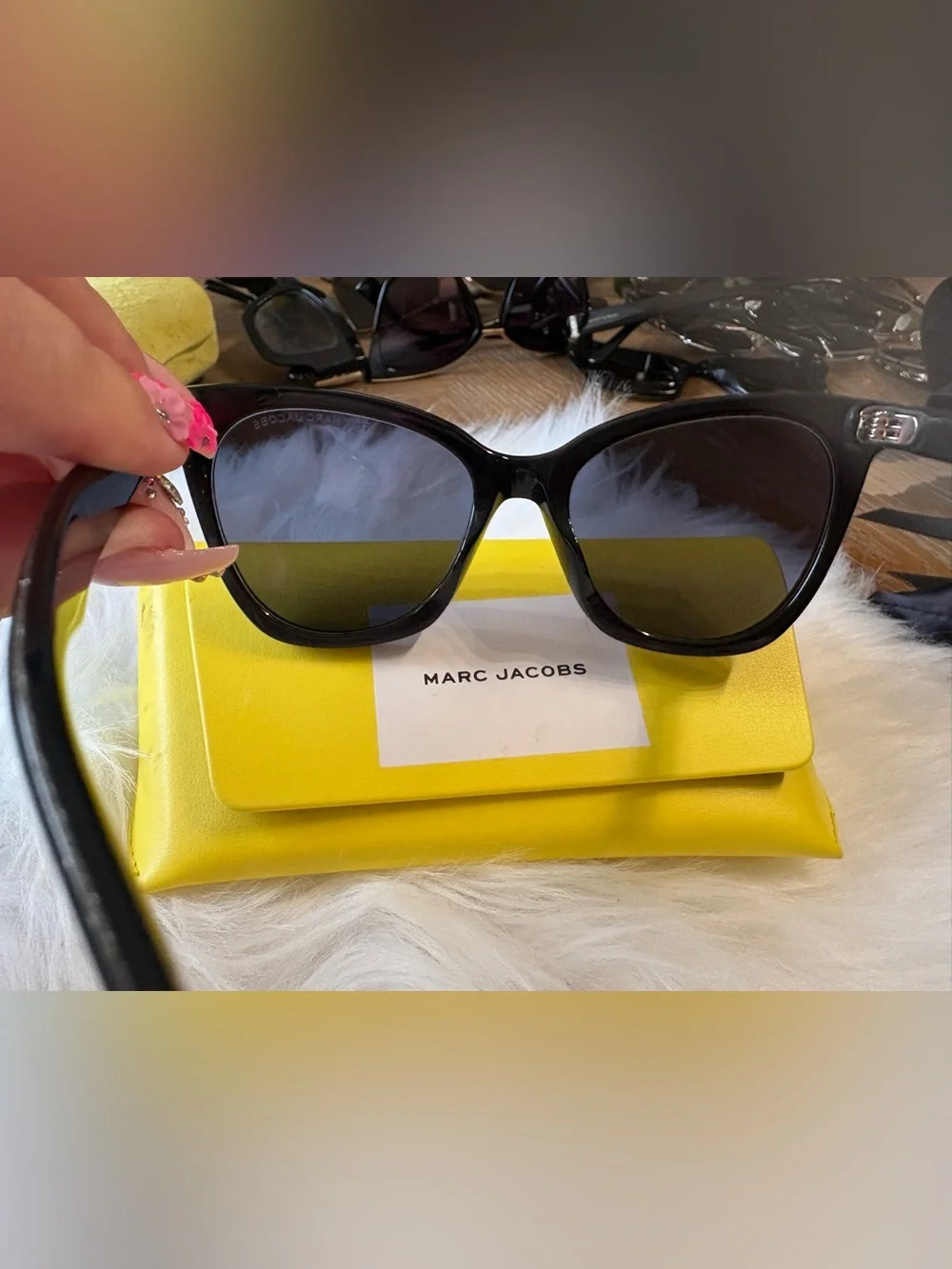 Marc Jacobs Black Women's Sunglasses - Rounded Frame with Dark Lenses